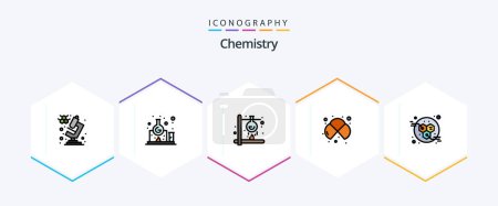 Ilustración de Química 25 FilledLine paquete de iconos, incluyendo la energía. Estudia. Fuego. química. átomos - Imagen libre de derechos