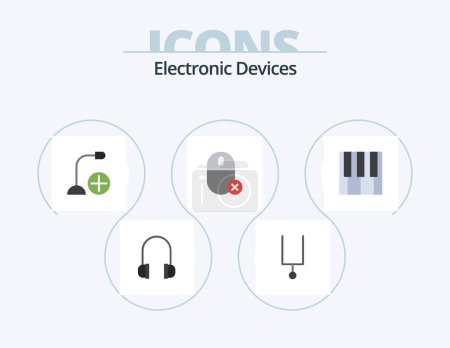 Téléchargez les illustrations : Appareils Flat Icon Pack 5 Icon Design. la musique. souris. les appareils. matériel. dispositifs - en licence libre de droit