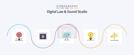 Ilustración de Digital Law And Sound Studio Flat 5 Icon Pack Including idea. concept. law. -brand. tecnology - Imagen libre de derechos