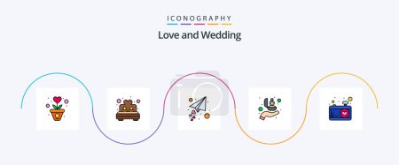 Illustration for Wedding Line Filled Flat 5 Icon Pack Including ring. hand. romance. giving. lovely - Royalty Free Image