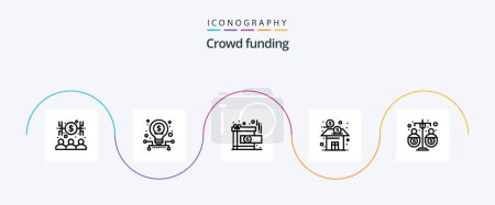 Illustration for Crowdfunding Line 5 Icon Pack Including budget. fund. achievement. finance. bank - Royalty Free Image