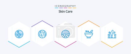 Illustration for Skin 25 Blue icon pack including medicinal herbs. cosmetic herbs. scalp disease. skin protection. skin care - Royalty Free Image