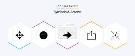 Ilustración de Símbolos y flechas 25 Paquete de iconos de glifos incluyendo. flecha. .. colapso - Imagen libre de derechos