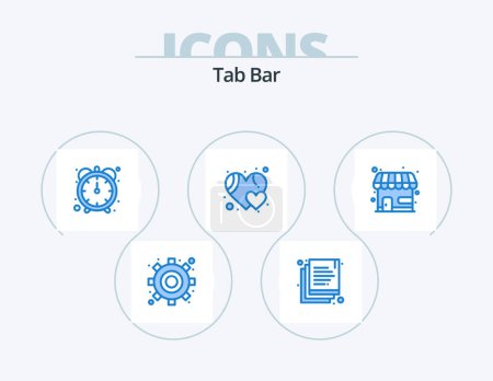 Ilustración de Tab Bar Blue Icon Pack 5 Icon Design. .. tienda. cronómetro. tienda. mercado - Imagen libre de derechos