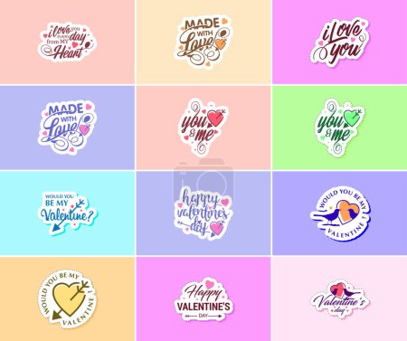 Ilustración de Express Your Love with Valentine's Day Typography and Graphics Stickers - Imagen libre de derechos