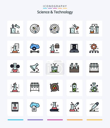 Illustration for Creative Science And Technology 25 Line FIlled icon pack  Such As cloud service configure. cloud application service. solar system. scientific research. science lab - Royalty Free Image