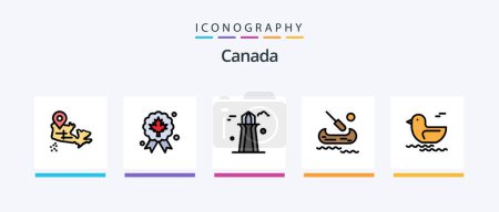 Téléchargez les illustrations : Emballage de 5 icônes Canada Line inclus. canada. Soleil. monde. canada. Icônes créatives Design - en licence libre de droit