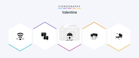 Illustration for Valentine 25 Glyph icon pack including umbrella. love. chat. day. valentine - Royalty Free Image