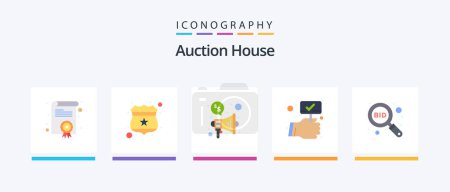 Ilustración de Auction Flat 5 Icon Pack Including bid. find. megaphone. explore. compete. Creative Icons Design - Imagen libre de derechos