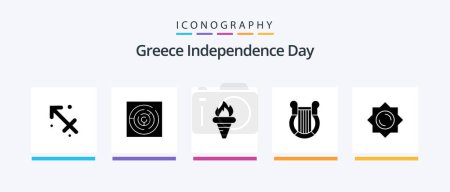 Illustration for Greece Independence Day Glyph 5 Icon Pack Including nation. harp. flame. greece. olympic. Creative Icons Design - Royalty Free Image