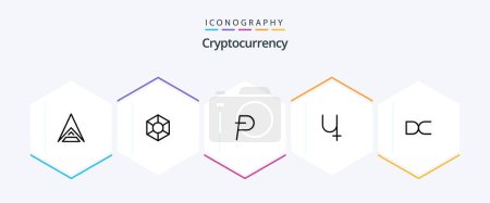 Téléchargez les illustrations : Cryptocurrency 25 Line icon pack including coin . crypto . crypto currency. coin - en licence libre de droit