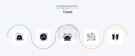 Ilustración de Paquete de iconos de Travel Glyph 5 que incluye binoculares. lugar. campana. Viajar. servicio - Imagen libre de derechos