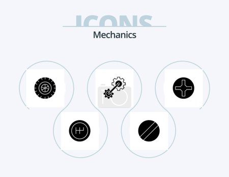 Illustration for Mechanics Glyph Icon Pack 5 Icon Design. . cogwheel. . pin - Royalty Free Image
