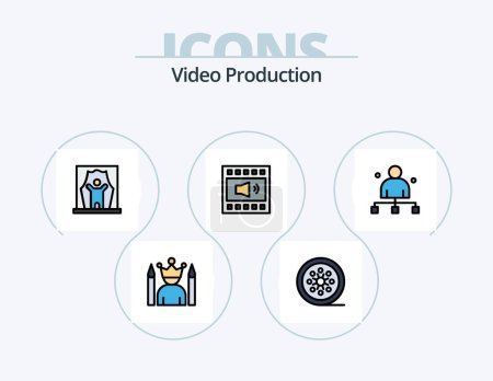 Ilustración de Video Production Line Filled Icon Pack 5 Icon Design. digital recording. audio tape. audio recording. photographer - Imagen libre de derechos