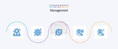 Illustration for Management Blue 5 Icon Pack Including candidate. business. puzzle. search. value - Royalty Free Image