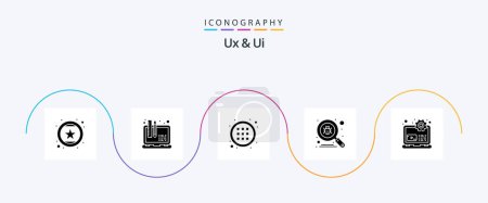 Téléchargez les illustrations : Ux And Ui Glyph 5 Icon Pack Including development. virus. laptop. search. bug - en licence libre de droit
