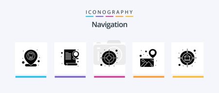 Téléchargez les illustrations : Navigation Glyph 5 Icon Pack Including property. pin. page. map. gallery. Creative Icons Design - en licence libre de droit