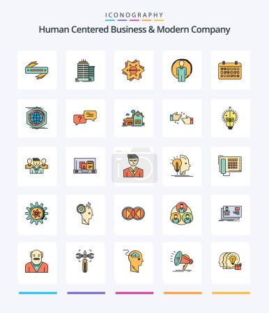 Illustration for Creative Human Centered Business And Modern Company 25 Line FIlled icon pack  Such As calendar. login. star. id. shape - Royalty Free Image