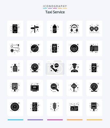 Illustration for Creative Taxi Service 25 Glyph Solid Black icon pack  Such As point. route. water bottle. road. survice - Royalty Free Image