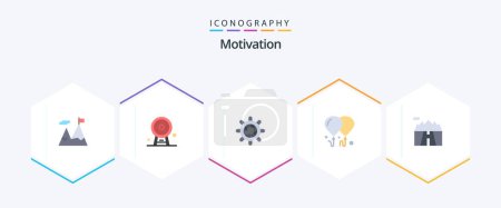 Illustration for Motivation 25 Flat icon pack including mountains. motivation. london eye. fly. wheel - Royalty Free Image