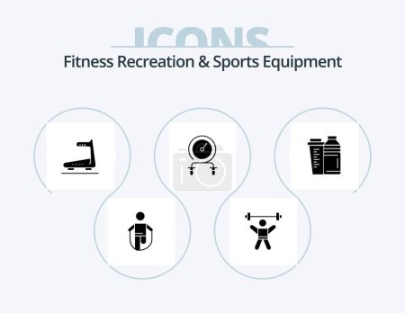 Ilustración de Fitness Recreation And Sports Equipment Glyph Icon Pack 5 Icon Design. intensity. fitness. fitness. fast. track - Imagen libre de derechos
