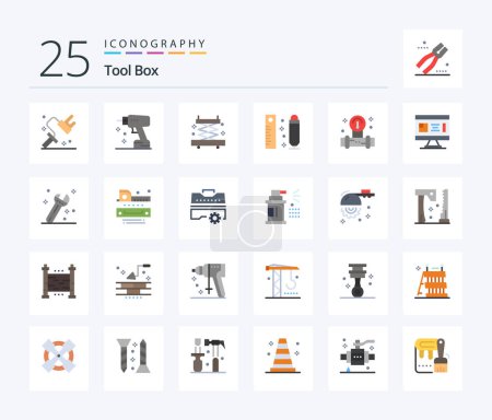 Illustration for Tools 25 Flat Color icon pack including tools. manometer. construction. ruler. measuring - Royalty Free Image