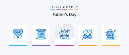 Ilustración de Fathers Day Blue 5 Icon Pack Including day. tie. day. dress. king. Creative Icons Design - Imagen libre de derechos