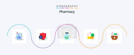 Illustration for Pharmacy Flat 5 Icon Pack Including signaling. medicine. medication. tablet. medicine - Royalty Free Image