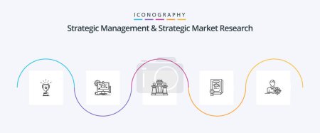 Illustration for Strategic Management And Strategic Market Research Line 5 Icon Pack Including man. certificate. chess. achievement. technology - Royalty Free Image