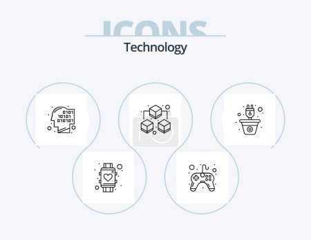 Ilustración de Technology Line Icon Pack 5 Icon Design. cámara de vídeo. web. cero. cámara. datos - Imagen libre de derechos