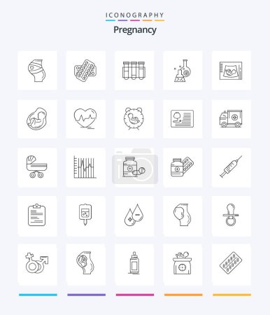 Illustration for Creative Pregnancy 25 OutLine icon pack  Such As lab. blood. drugs. laboratory. tube - Royalty Free Image