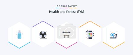 Illustration for Gym 25 Flat icon pack including treadmill. gym. exercise. exercise. watch - Royalty Free Image