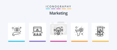 Illustration for Marketing Line 5 Icon Pack Including focus. solution. microphone. marketing. idea. Creative Icons Design - Royalty Free Image