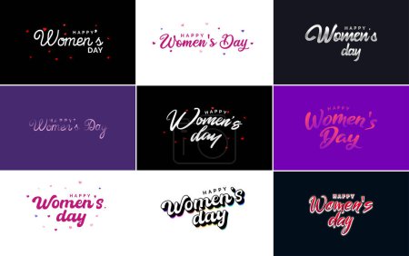 Illustration for Abstract Happy Women's Day logo with a women's face and love vector logo design in shades of purple - Royalty Free Image