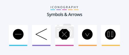 Téléchargez les illustrations : Symboles et flèches Glyphe Pack de 5 icônes inclus. nié. cercle. Icônes créatives Design - en licence libre de droit