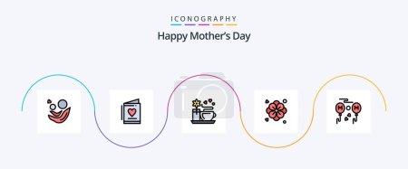 Ilustración de Happy Mothers Day Line Filled Flat 5 Icon Pack Including love. balloons. wedding. summer. flower - Imagen libre de derechos