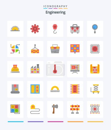 Illustration for Creative Engineering 25 Flat icon pack  Such As network. building. crane. construction. tools - Royalty Free Image