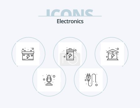 Illustration for Electronics Line Icon Pack 5 Icon Design. song. music. tv. headset. voltmeter - Royalty Free Image