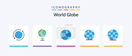 Ilustración de Paquete de iconos Globe Flat 5 incluido. global. internet. Diseño de iconos creativos - Imagen libre de derechos