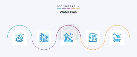 Illustration for Water Park Blue 5 Icon Pack Including . water. valentines day. park - Royalty Free Image