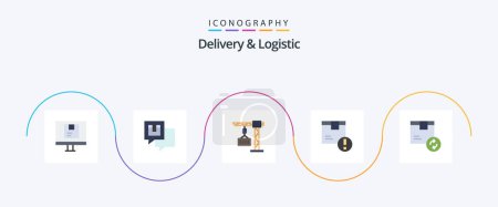 Ilustración de Entrega y logística plana paquete de 5 iconos incluyendo la entrega. Atención. Mensaje. entrega - Imagen libre de derechos