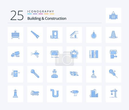 Illustration for Building And Construction 25 Blue Color icon pack including stage. upstairs. construction. stairs. wood - Royalty Free Image