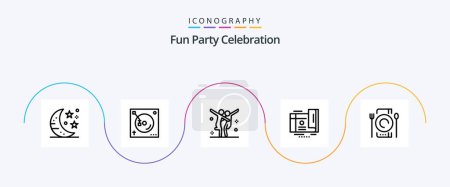 Téléchargez les illustrations : Party Line 5 Icon Pack Including catering. voucher. celebration. gift. card - en licence libre de droit