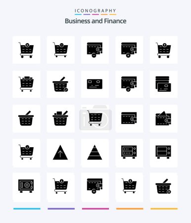 Téléchargez les illustrations : Creative Finance 25 Glyph Solid Black icon pack  Such As payment. credit card. wallet. shopping cart. buy - en licence libre de droit