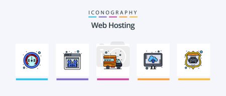 Illustration for Web Hosting Line Filled 5 Icon Pack Including internet bot. index page. domain. home page. security. Creative Icons Design - Royalty Free Image