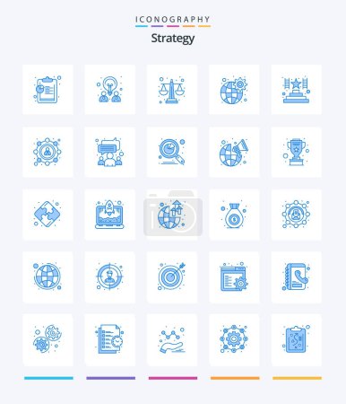 Ilustración de Estrategia creativa 25 Azul icono paquete Tal como premio. Sube. balanza de equilibrio. ajustes. global - Imagen libre de derechos
