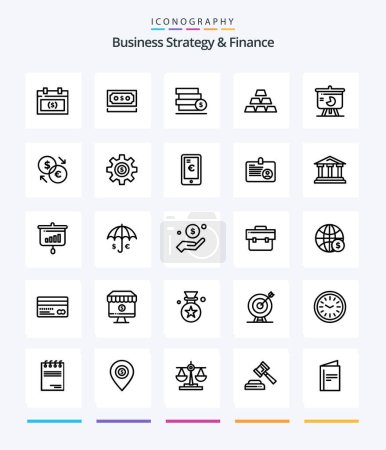 Illustration for Creative Business Strategy And Finance 25 OutLine icon pack  Such As . dollar . money . stack . - Royalty Free Image