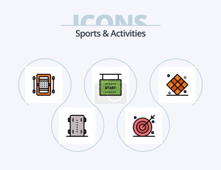 Illustration for Sports and Activities Line Filled Icon Pack 5 Icon Design. shuttlecock. badminton birdie. rings. badminton. cricket equipment - Royalty Free Image