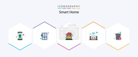 Ilustración de Smart Home 25 Flat icon pack including music system. multimedia. lock. home theater. home - Imagen libre de derechos