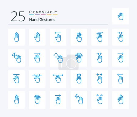 Téléchargez les illustrations : Hand Gestures 25 Blue Color icon pack including hand cursor. gestures. hand. arrow. finger - en licence libre de droit
